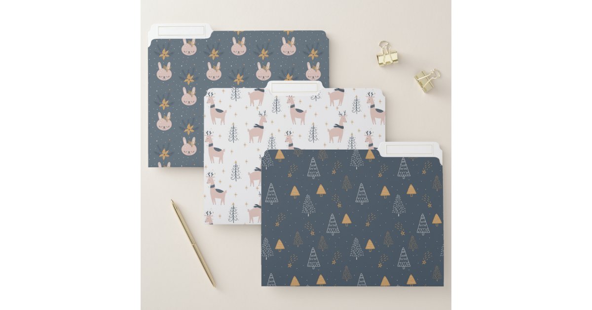 Woodland Rustic Rabbit Deer Cute Animal Pattern File Folder | Zazzle