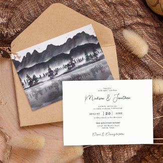 Woodland Rustic Woodsy Mountain Landscape Wedding
