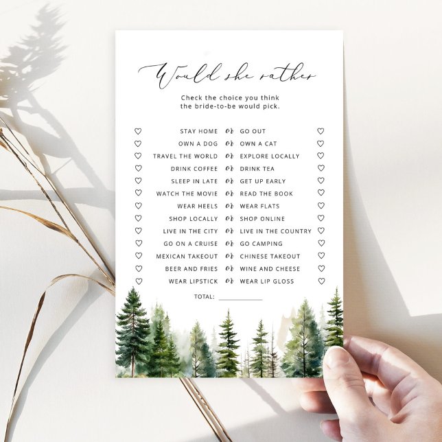 Woodland rustic Would she rather bridal game (Creator Uploaded)