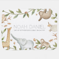 Woodland safari animal newborn baby gift baby blanket