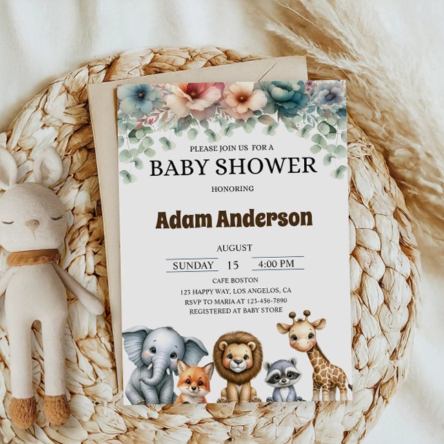 Woodland Safari Animals Baby Shower Invitation (Creator Uploaded)