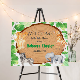 Woodland Safari Animals Baby Shower Welcome Sign