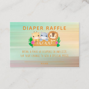 Woodland Safari Animals Diaper Raffle Business Card