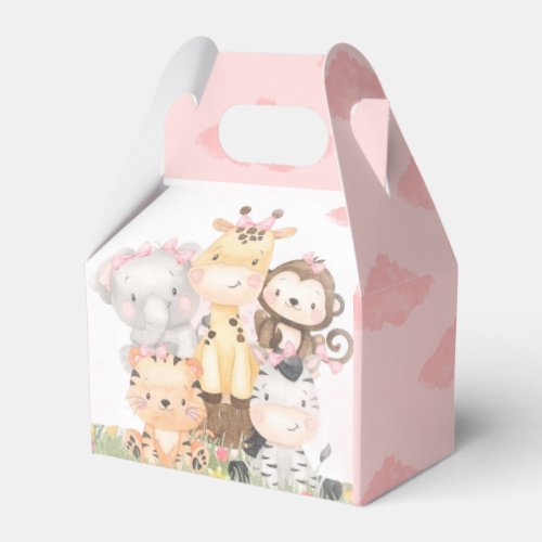 Woodland Safari Animals Girl Baby Shower  Favor Boxes