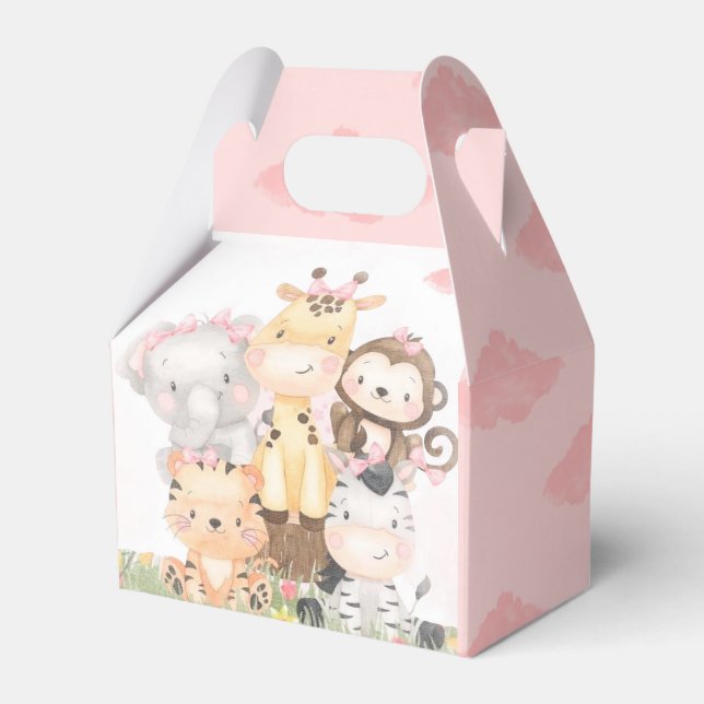 Woodland Safari Animals Girl Baby Shower  Favor Boxes (Front Side)