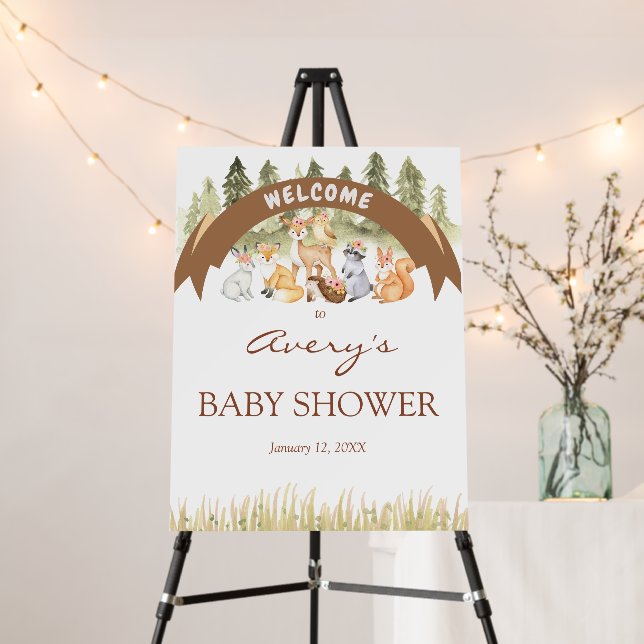 Woodland Safari Baby Shower Welcome Sign (In Situ (Stand))