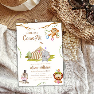 Woodland Safari Carnival Circus Baby Shower Invitation