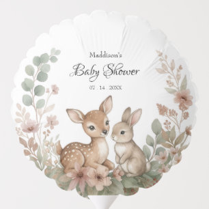 Woodland Sage Green Baby Shower Deer & Bunny Balloon