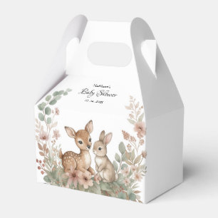 Woodland Sage Green Baby Shower Deer & Bunny Favor Boxes