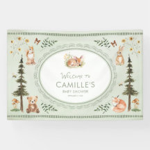 Woodland Sage Green Baby Shower Welcome Banner