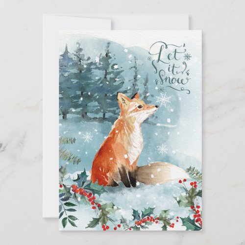 Woodland scene fox Christmas Flat Greeting Card