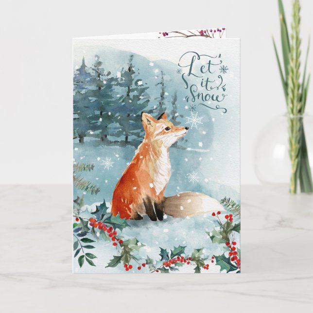 Woodland scene, fox Christmas Folded Greeting Card (Front)