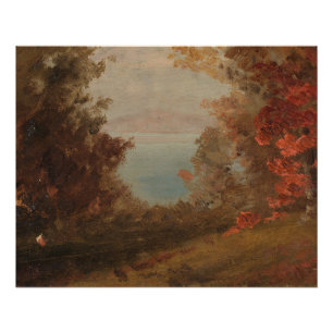 Woodland Scene In Autumn Hudson or Maine 1860 Art Poster