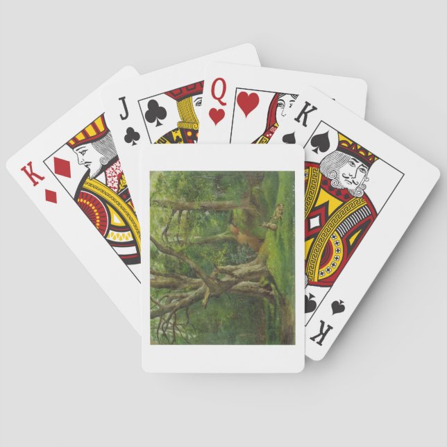Woodland Scene with Rabbits, 1862 (oil on canvas) Poker Cards (Back)