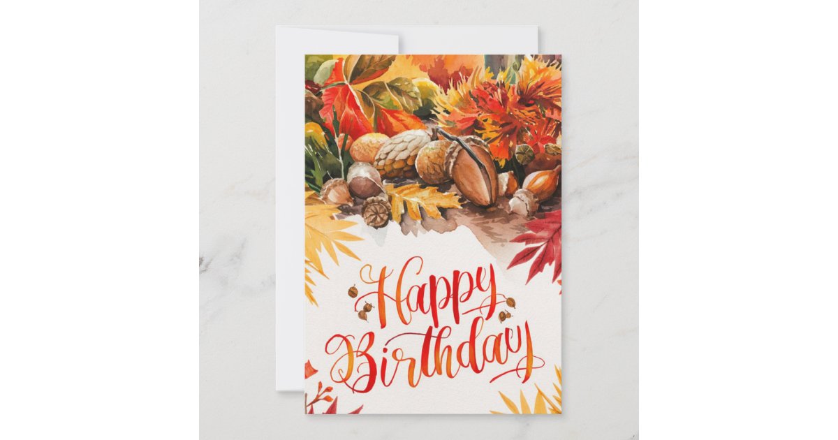 Woodland Season Autumn Fall Happy Birthday Card | Zazzle