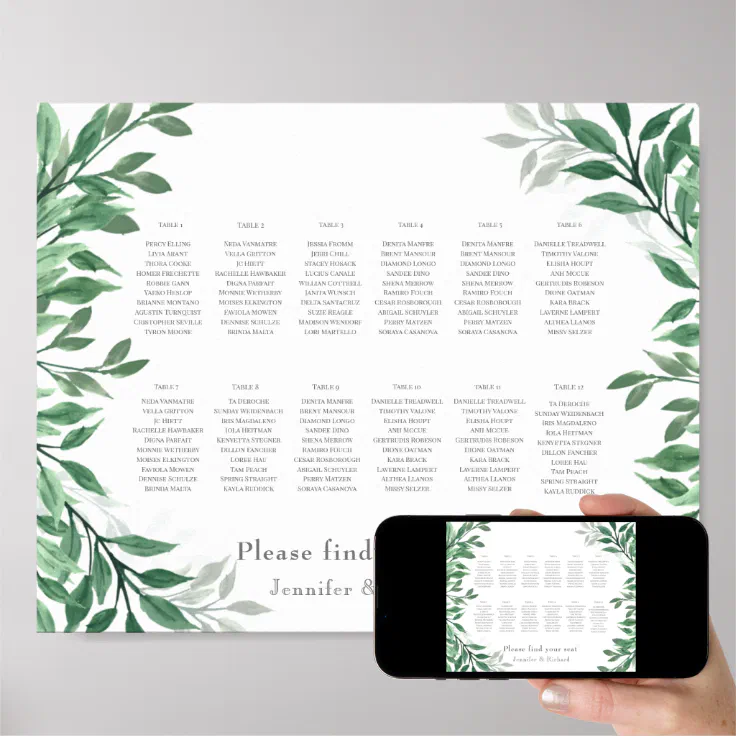 Woodland seating plan poster | Zazzle