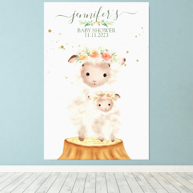 Woodland Sheep Animal Soft Baby Mom Canvas Print (Insitu(Wood Floor))