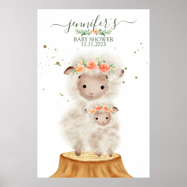Woodland Sheep Animal Soft Baby with mom Poster (Front)