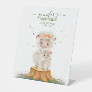 Woodland Sheep Lamb Farm Animal baby shower Pedestal Sign