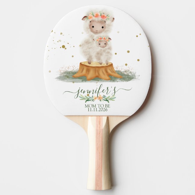 Woodland Sheep Mom To Be Baby Shower Ping Pong Paddle