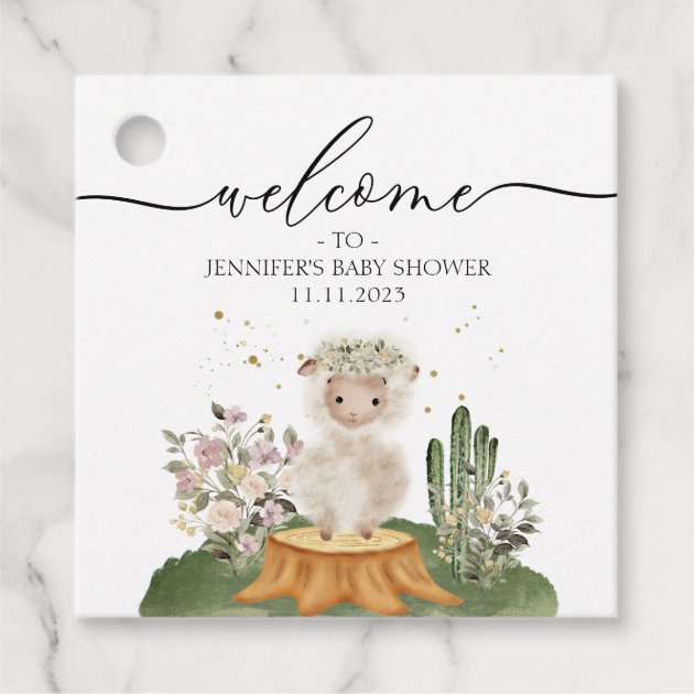 Woodland Sheep Pastel Earth Tone Welcome Favor Tags
