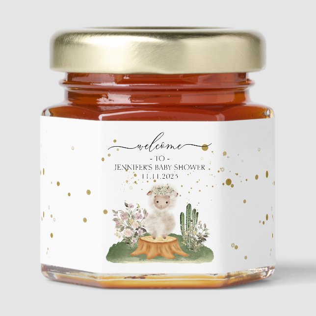 Woodland Sheep Welcome Cute Honey Jar Favors (Front)