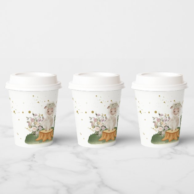 Woodland Sheep Welcome Gold Paper Cups