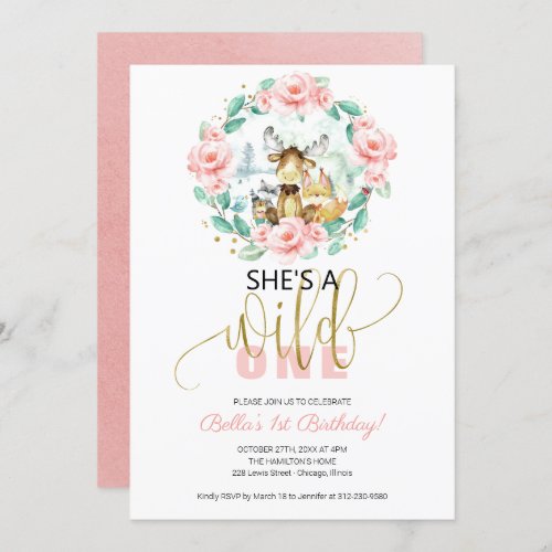 Woodland Shes A Wild One First Birthday Invitation