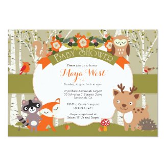 Woodland Shower - Forest Animals Themed Baby Showe Card