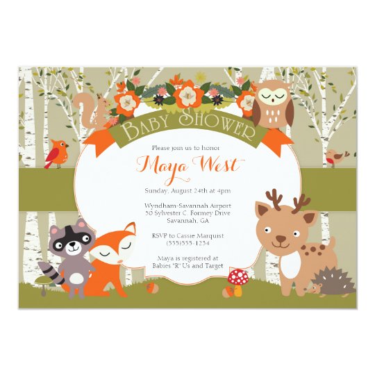 Woodland Shower  Forest Animals Themed Baby Showe Card  Zazzle.com