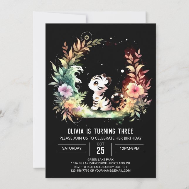 Woodland Simple Tiger Birthday Invitation (Front)