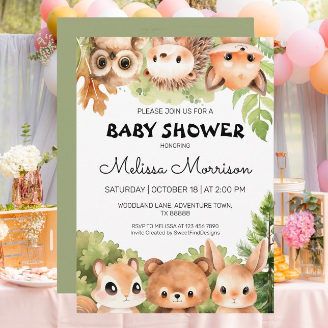 Woodland Six Animal Friends Baby Boy Shower Invitation (Woodland Six Animal Friends Baby Boy Shower Invitation)