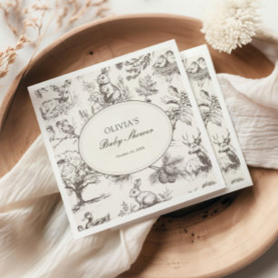 Woodland Sketch Allover Print Baby Shower Napkins