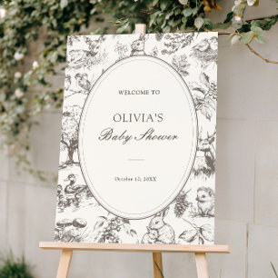Woodland Sketch Allover Print Baby Shower Welcome Foam Board