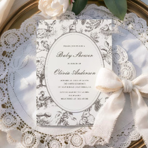 Woodland Sketched Allover Print Baby Shower Invitation