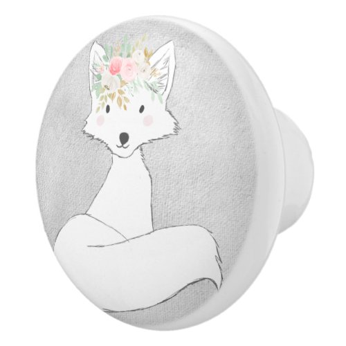Woodland Sketched Fox Ceramic Knob