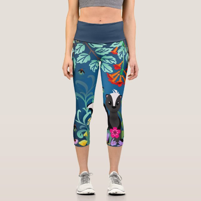 Woodland Skunk Capri Leggings (Front)