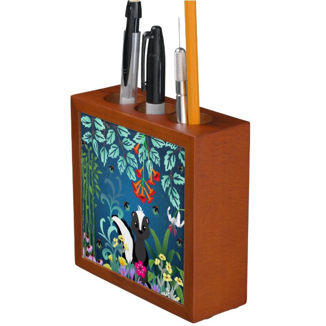Woodland Skunk Desk Organizer (In Situ)