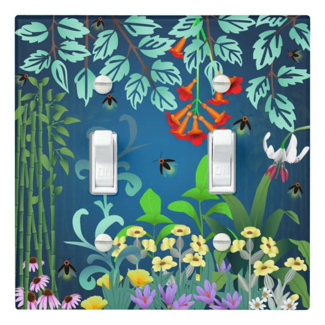 Woodland Skunk Foliage Light Switch Cover (In Situ)