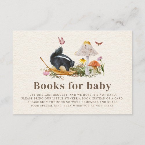 Woodland Skunk Girl Baby Shower Book Request Enclosure Card