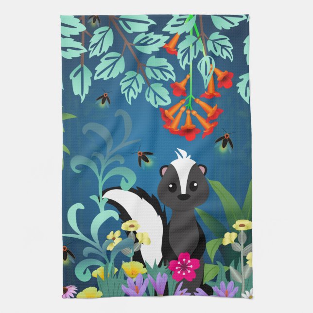 Woodland Skunk Kitchen Towel (Vertical)