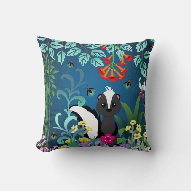 Woodland Skunk Throw Pillow (Front)