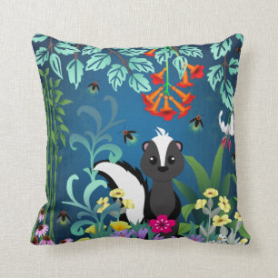 Woodland Skunk Throw Pillow