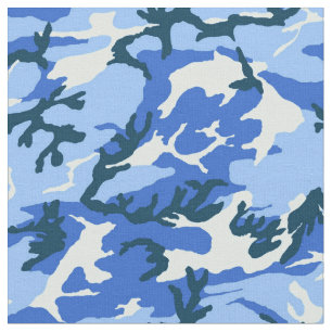 Woodland Sky Blue Camouflage Fabric