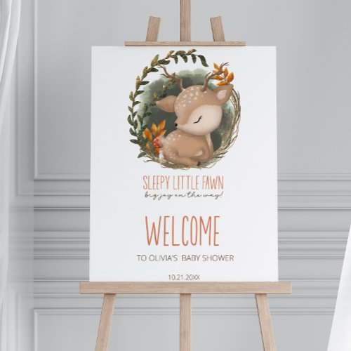 Woodland sleaping baby deer baby shower welcome foam board