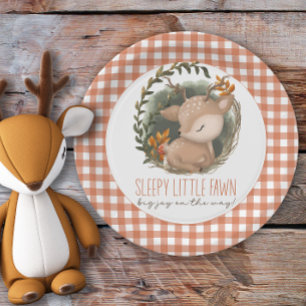 Woodland sleaping baby deer watercolor baby shower paper plates
