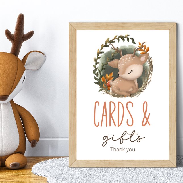 Woodland sleaping deer Baby Shower cards & gifts Poster (Creator Uploaded)