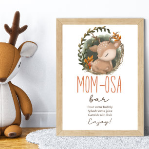 Woodland sleaping deer Baby Shower Mom-osa Bar Poster