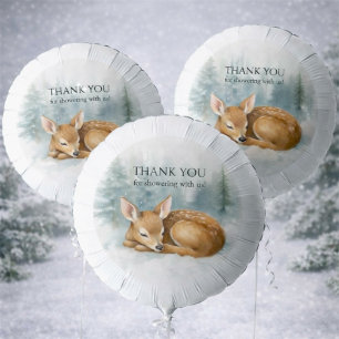 Woodland Sleeping Baby Deer Winter Baby Shower Balloon