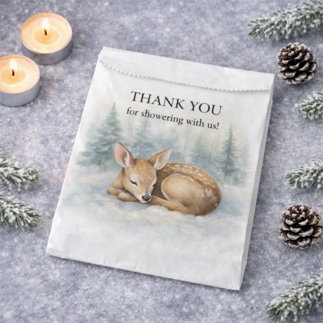 Woodland Sleeping Baby Deer Winter Baby Shower Favor Bag (Woodland Sleeping Baby Deer Winter Baby Shower Favor Bag)